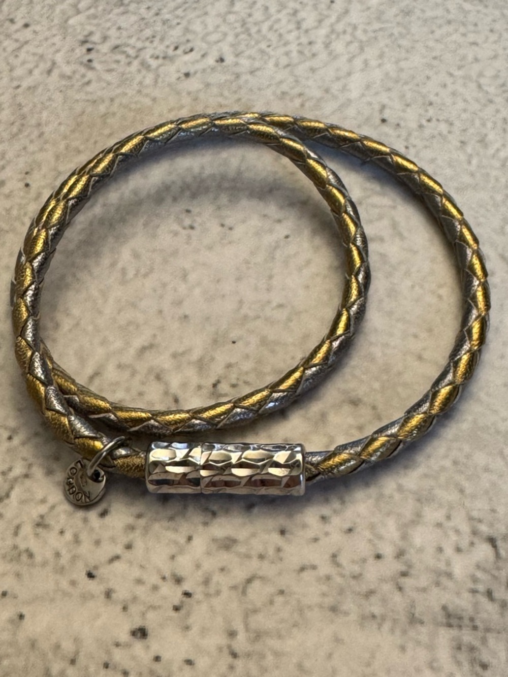 Tateossian Braided Metallic Gold and Silver Double-Wrap Bracelet